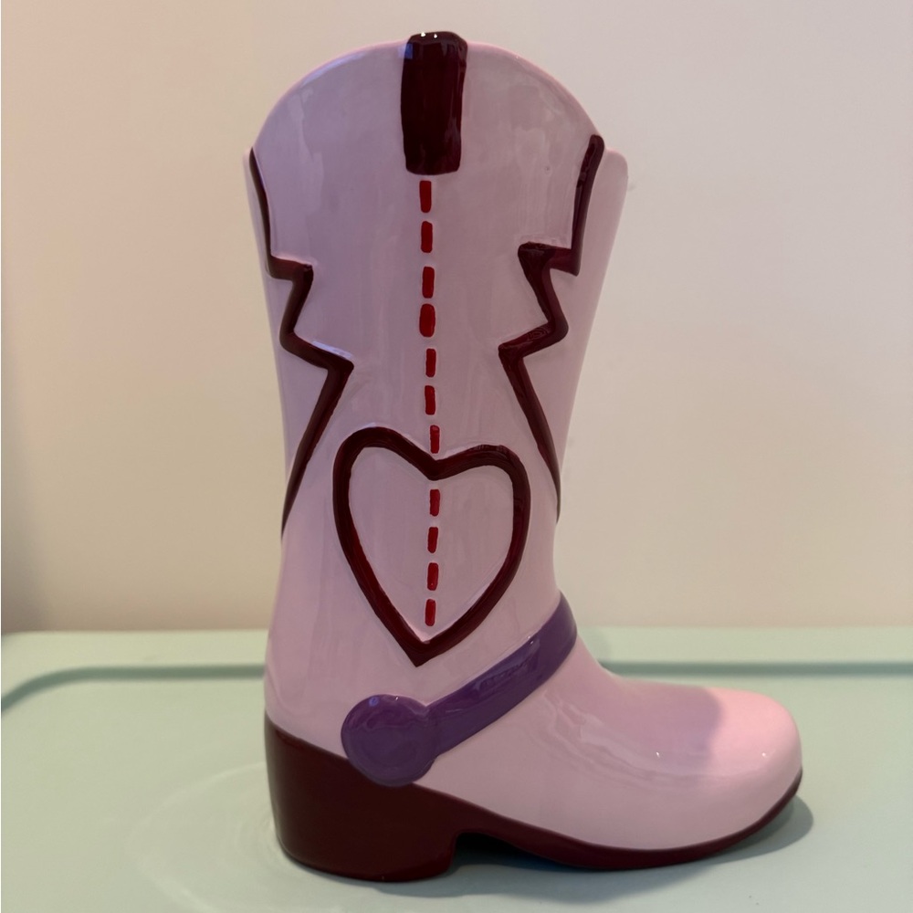 Pretty in Pink and Purple Ceramic Valentine’s Day Boot Vase- NWT
